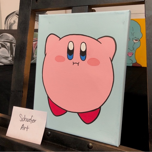 Puffy Kirby Painting - Wall Decor - hand painted - Picture 2 of 2